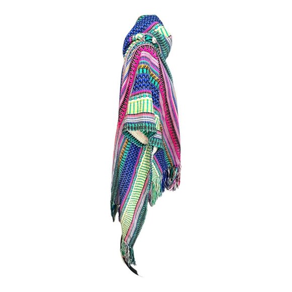 ASOS Swim Festival Multicolor Striped Tribal Hooded Cape Multicolor - Picture 2 of 7